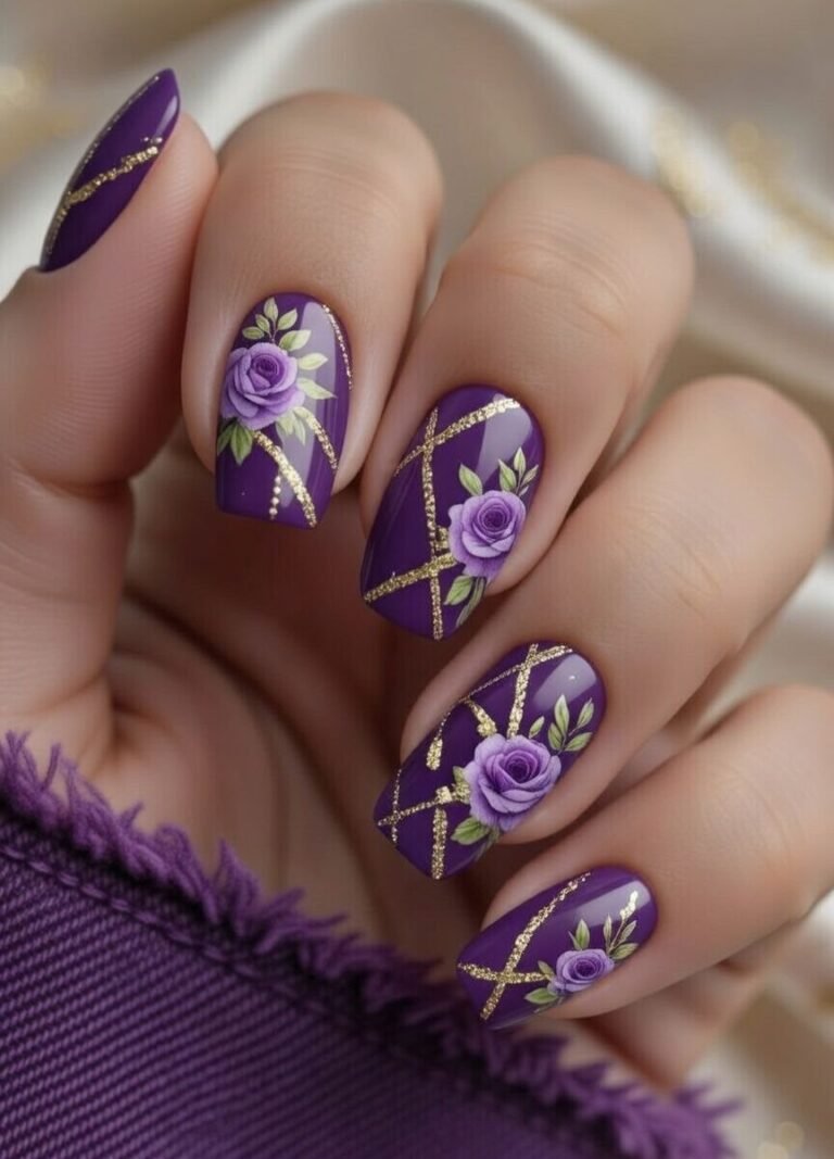 6 Stunning Purple Floral Nail Ideas That Feel Elegant & Bold