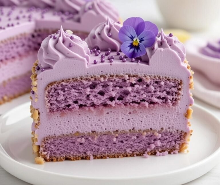 Purple Layer Cake with Blueberry Frosting and Ganache Drip