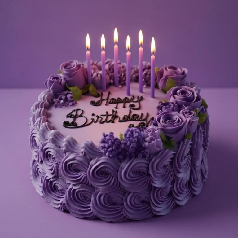 Purple Roses Birthday Cake