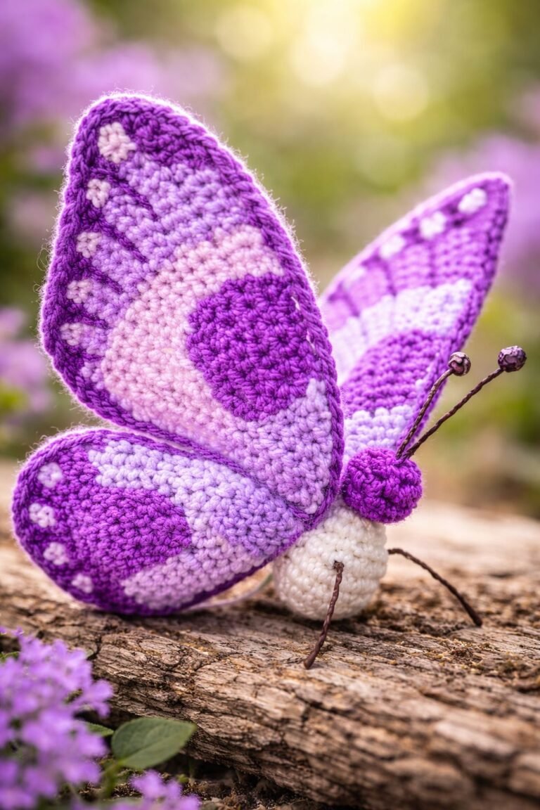 Purple Crochet Butterfly Pattern (Step-by-Step Tutorial) 💜🧶