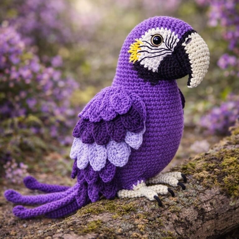 Purple Crochet Macaw – Amigurumi Pattern